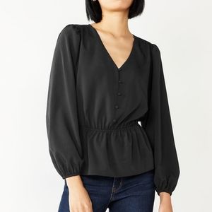 NWOT* Navy peplum blouse